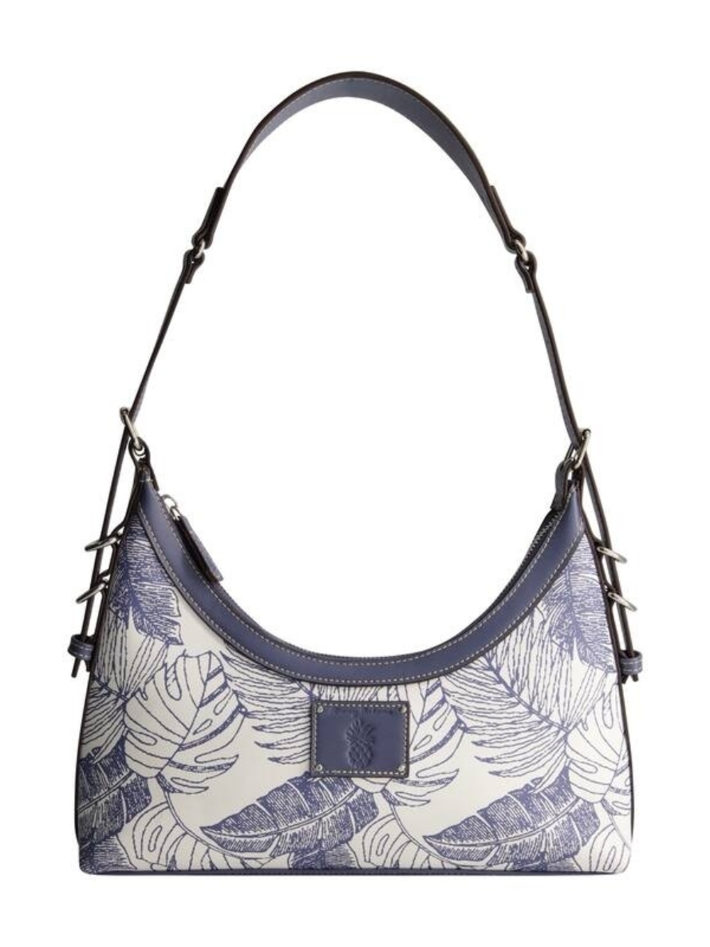 Tommy Bahama Blue and Cream Leaf-Print Shoulder Bag
